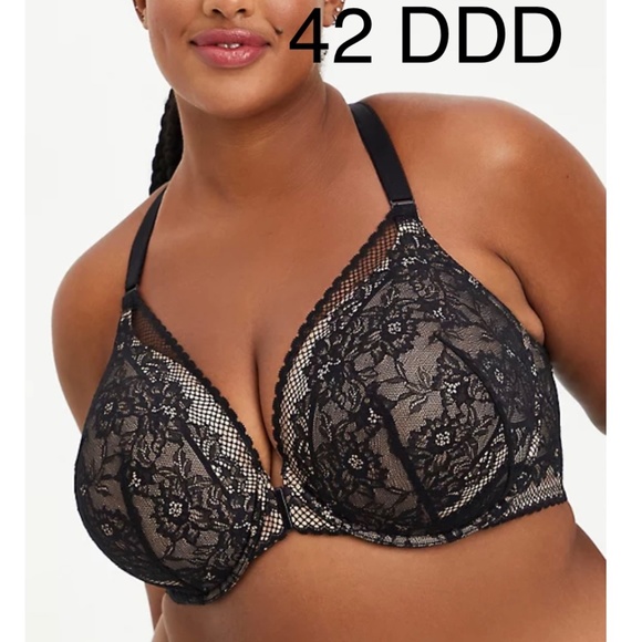 Torrid Women's Plus Size Black Lace Lightly Lined Front Closure T-Shirt Bra - Picture 6 of 11